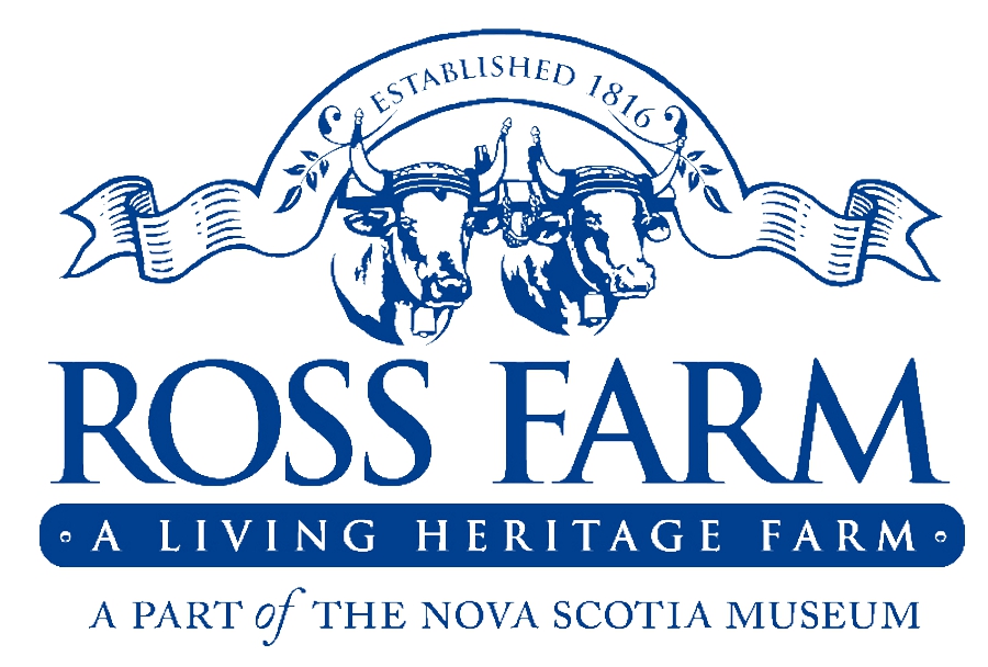 Poster with cows reading "Established 1816. Ross farm. A living heritage farm. A part of the Nova Scotia museum".