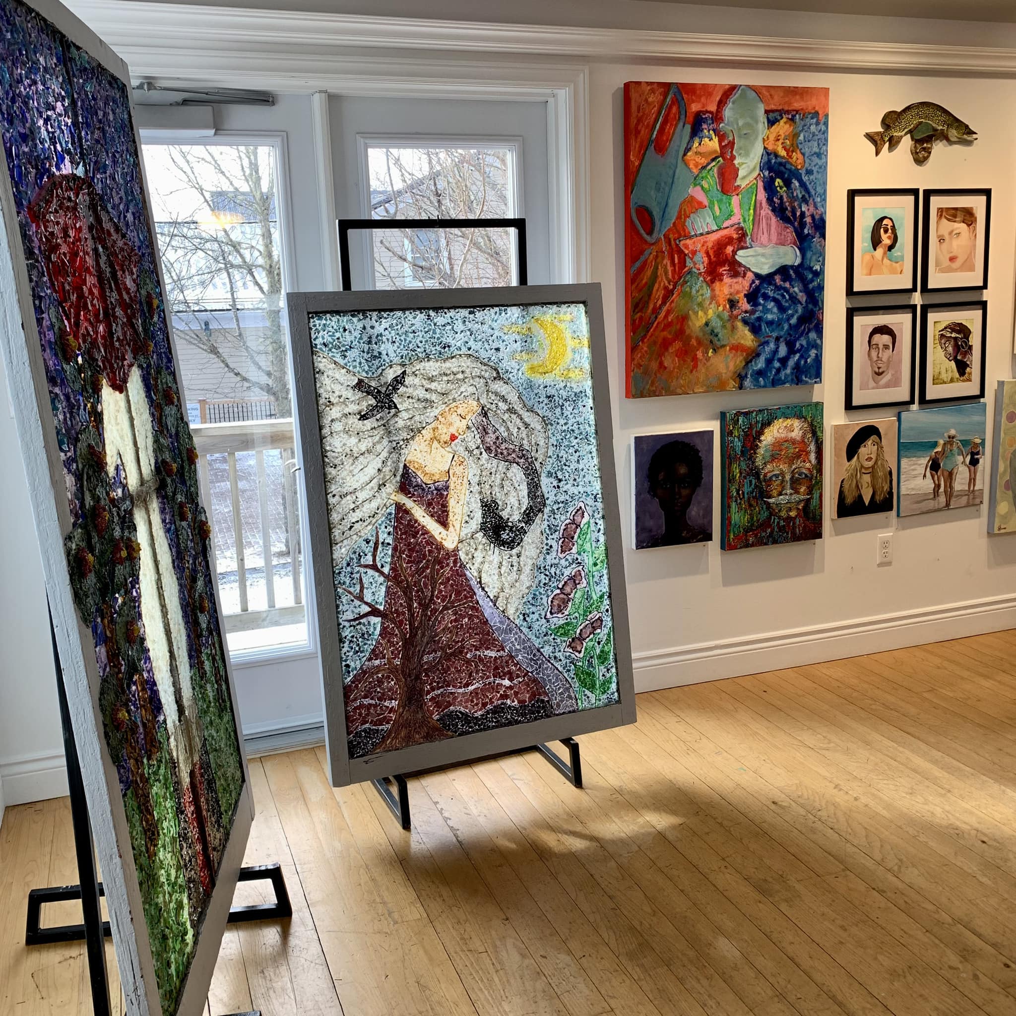 Photo of Chester Art Centre will various paintings in diverse mediums