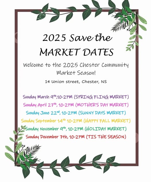 Poster showing Chester Community Market Dates