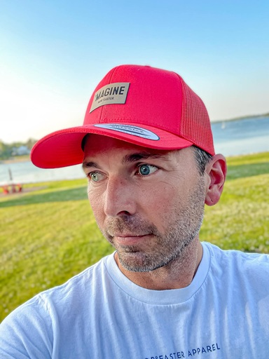 Photo of Jay Hiltz where a red Noreaster Apparel hat