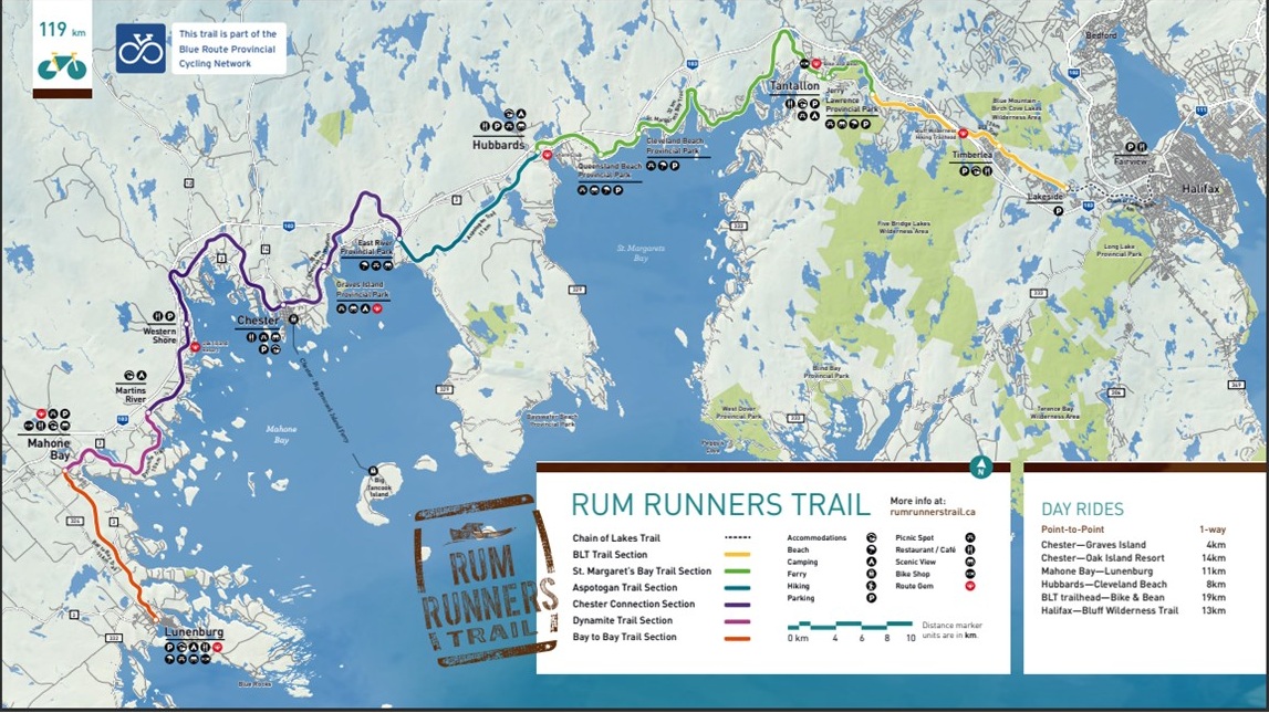 Map of Rum Runners Trail from Halifax to Lunenburg