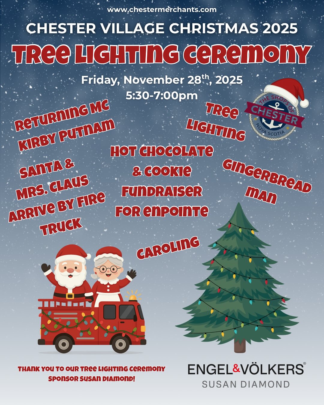 Poster for Tree Lighting Ceremony with Santa, christmas tree