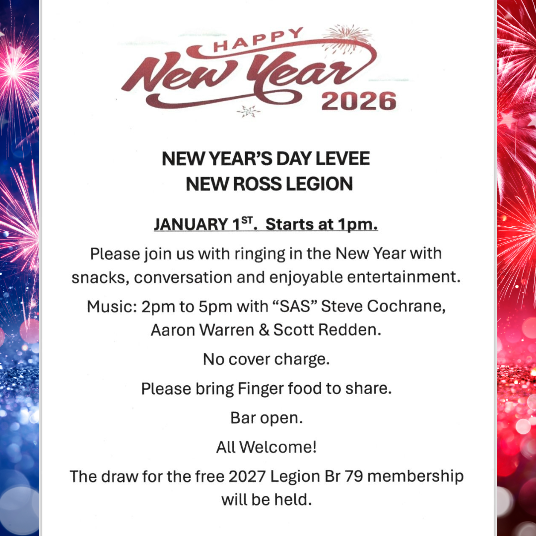 Poster for New Ross Legion's New Year's Day Levee