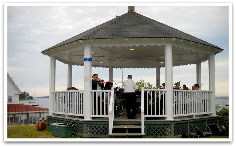 Brass band playing at the bandstand.