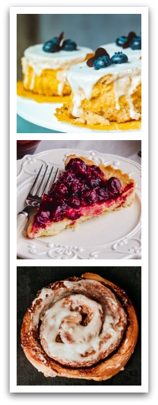 Three images of baked goods